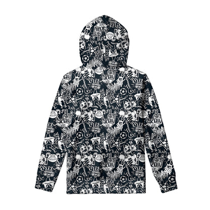 Graffiti Monster Characters Print Pullover Hoodie