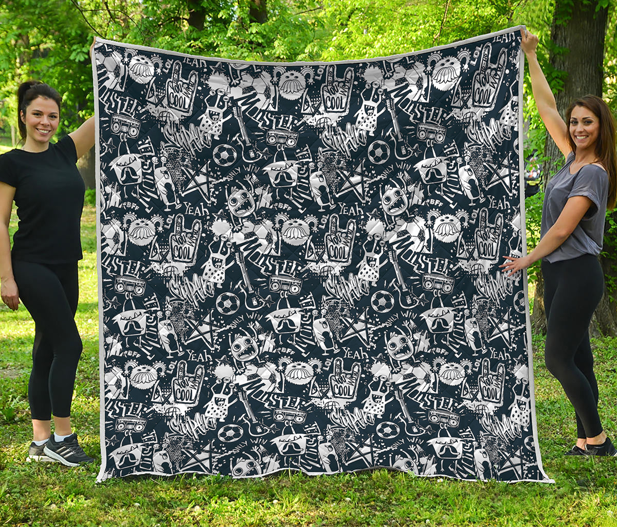Graffiti Monster Characters Print Quilt