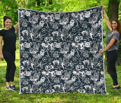 Graffiti Monster Characters Print Quilt