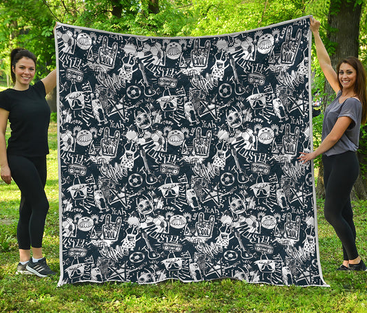 Graffiti Monster Characters Print Quilt