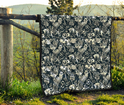 Graffiti Monster Characters Print Quilt