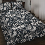 Graffiti Monster Characters Print Quilt Bed Set