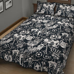 Graffiti Monster Characters Print Quilt Bed Set