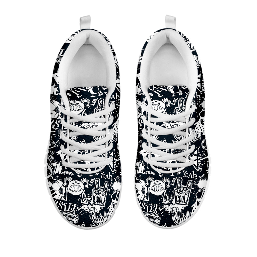 Graffiti Monster Characters Print White Sneakers