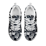 Graffiti Monster Characters Print White Sneakers