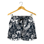 Graffiti Monster Characters Print Women's Shorts