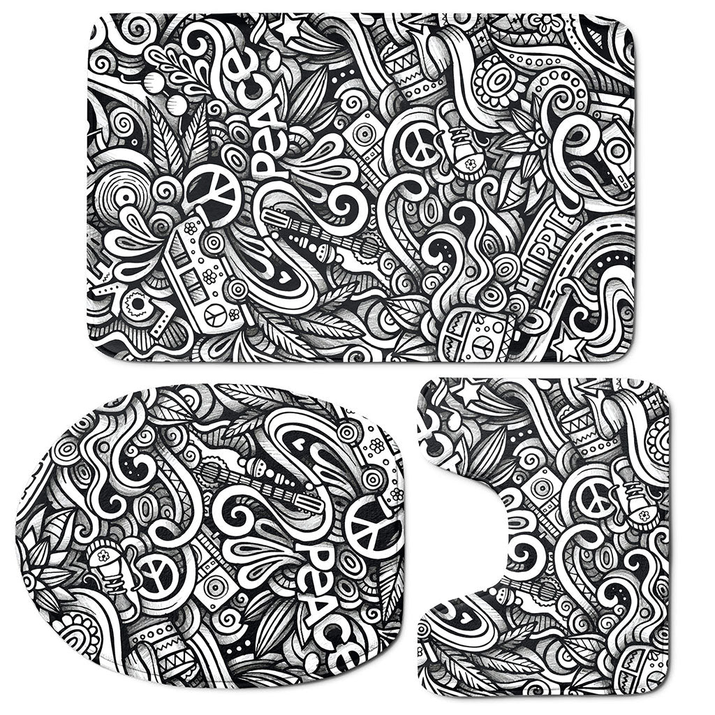 Graffiti Surfing Pattern Print 3 Piece Bath Mat Set