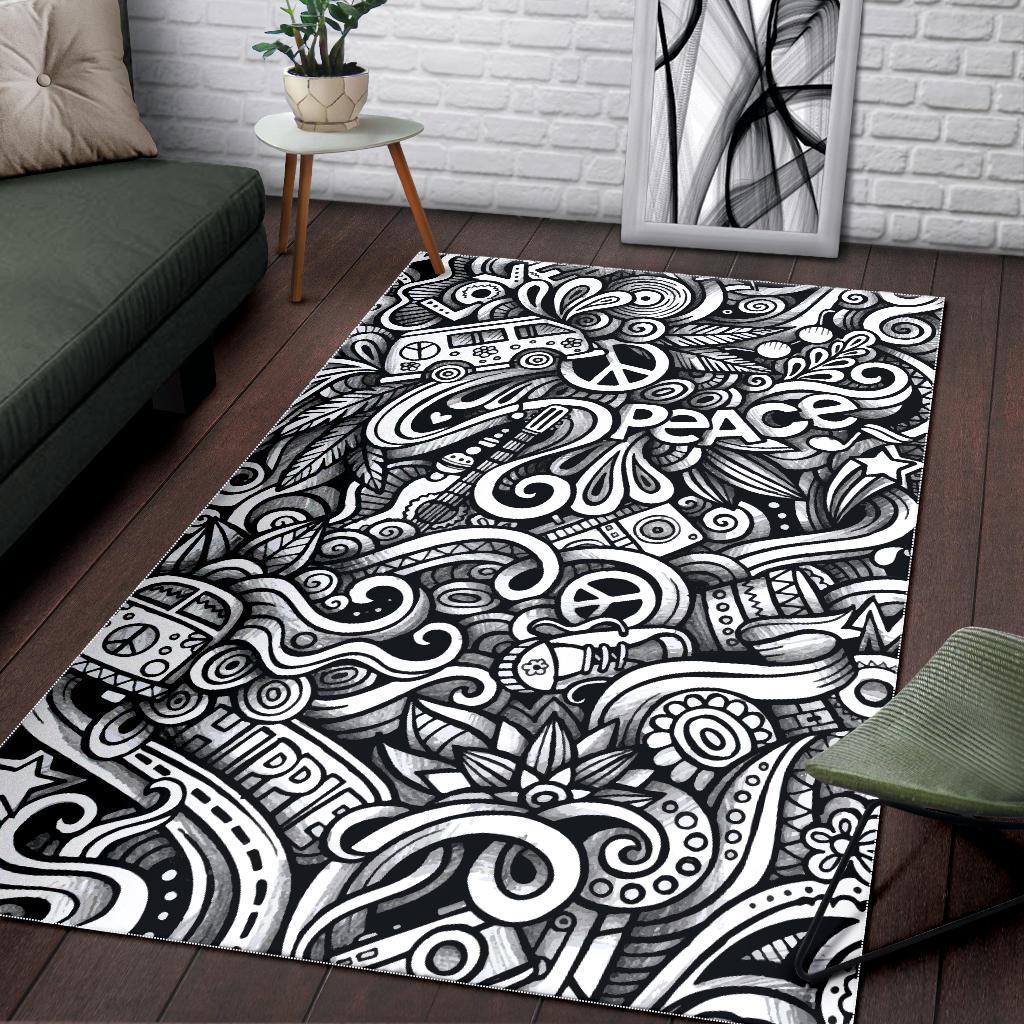 Graffiti Surfing Pattern Print Area Rug GearFrost