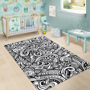 Graffiti Surfing Pattern Print Area Rug GearFrost