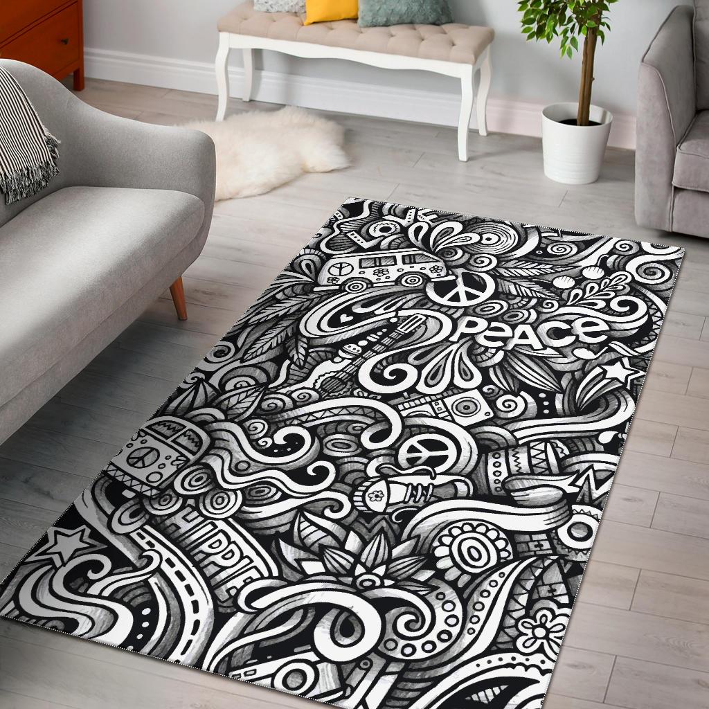 Graffiti Surfing Pattern Print Area Rug GearFrost