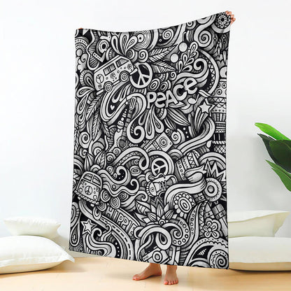 Graffiti Surfing Pattern Print Blanket