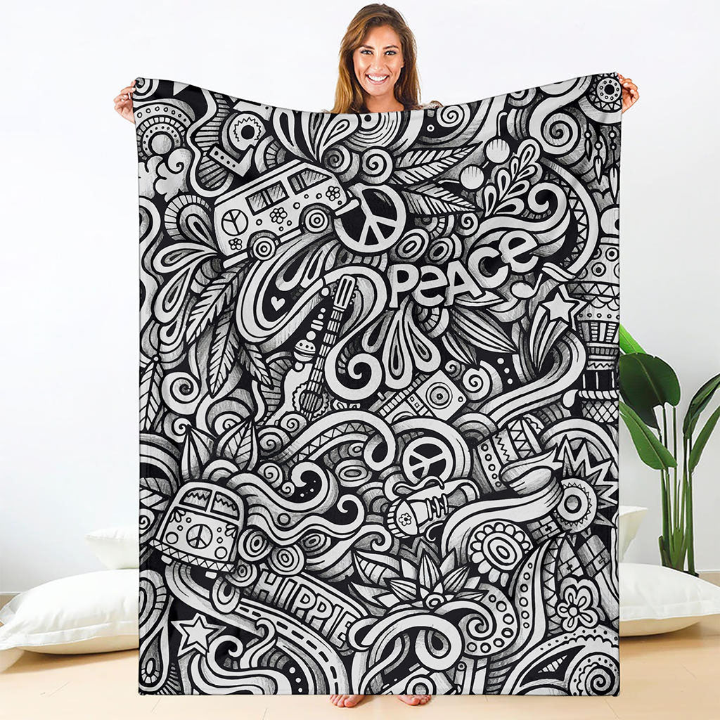 Graffiti Surfing Pattern Print Blanket