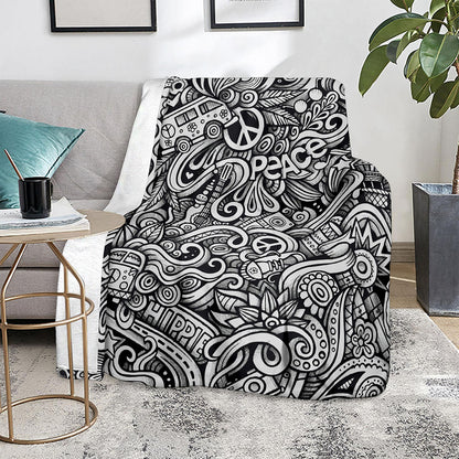 Graffiti Surfing Pattern Print Blanket