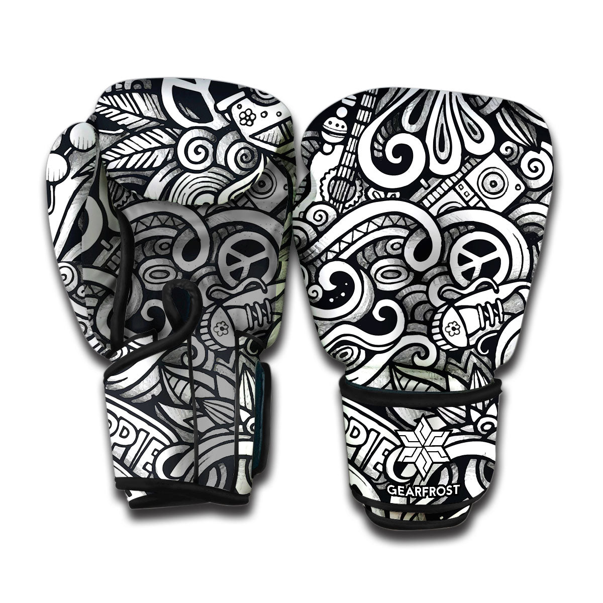 Graffiti Surfing Pattern Print Boxing Gloves