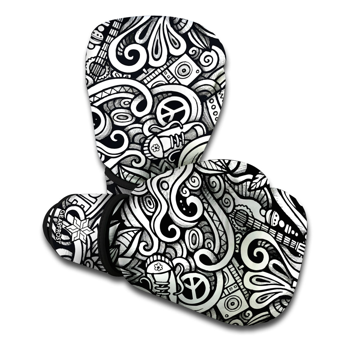 Graffiti Surfing Pattern Print Boxing Gloves