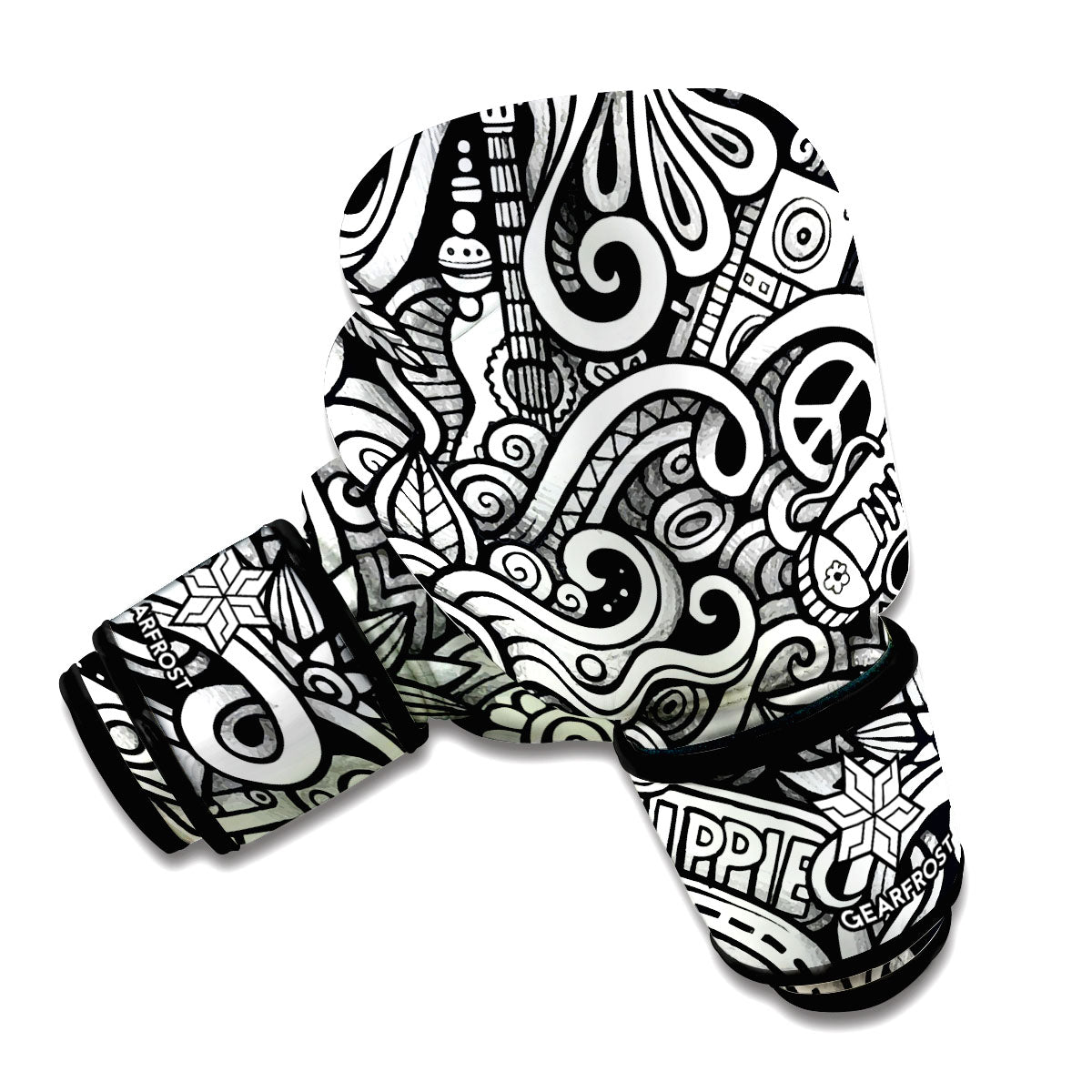 Graffiti Surfing Pattern Print Boxing Gloves