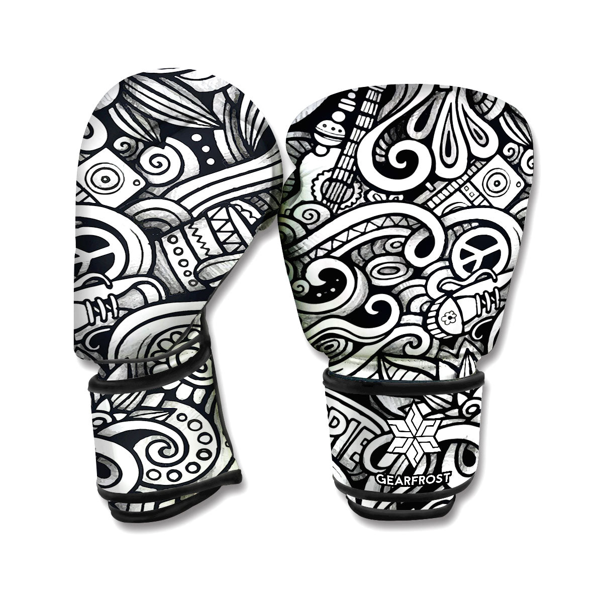 Graffiti Surfing Pattern Print Boxing Gloves