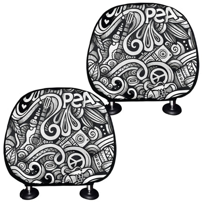 Graffiti Surfing Pattern Print Car Headrest Covers