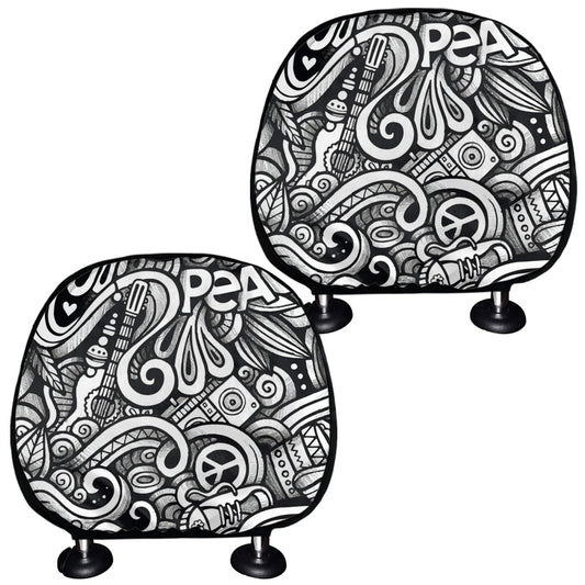 Graffiti Surfing Pattern Print Car Headrest Covers