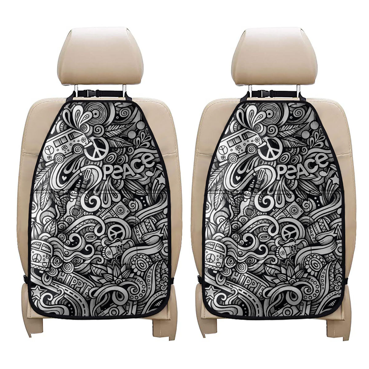 Graffiti Surfing Pattern Print Car Seat Organizers