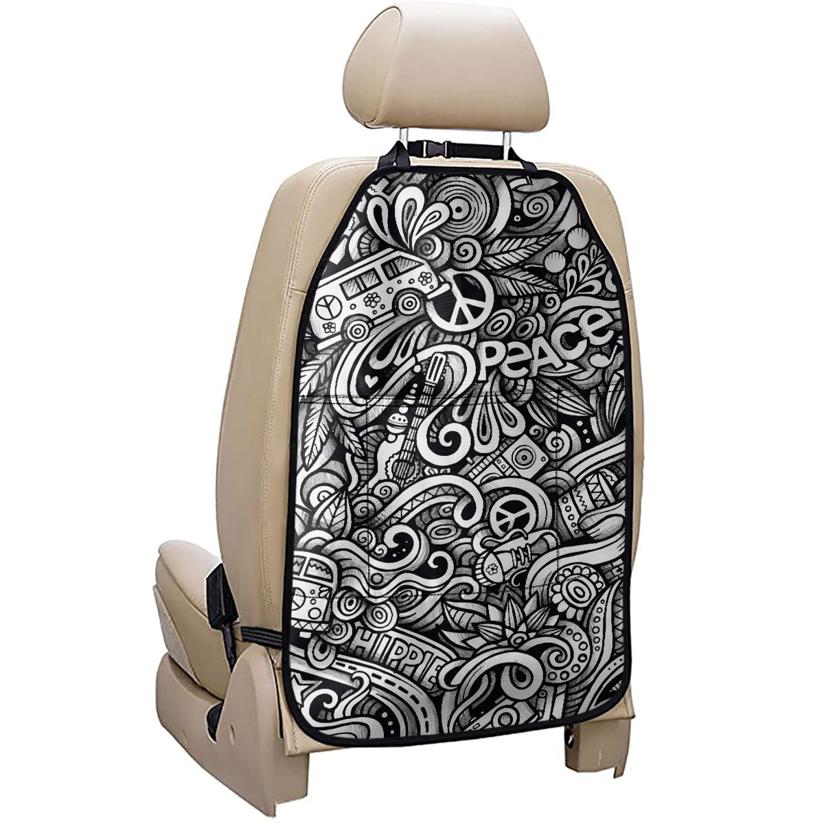 Graffiti Surfing Pattern Print Car Seat Organizers