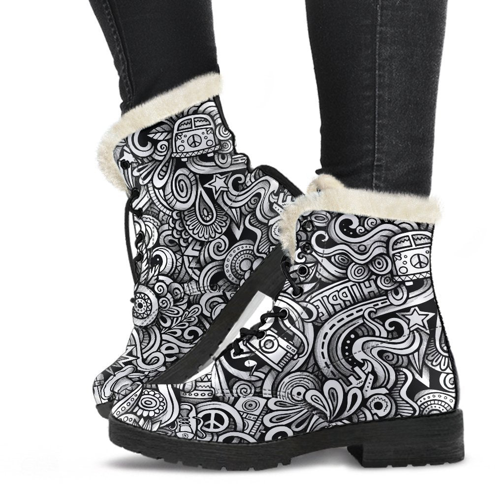 Graffiti Surfing Pattern Print Comfy Boots GearFrost
