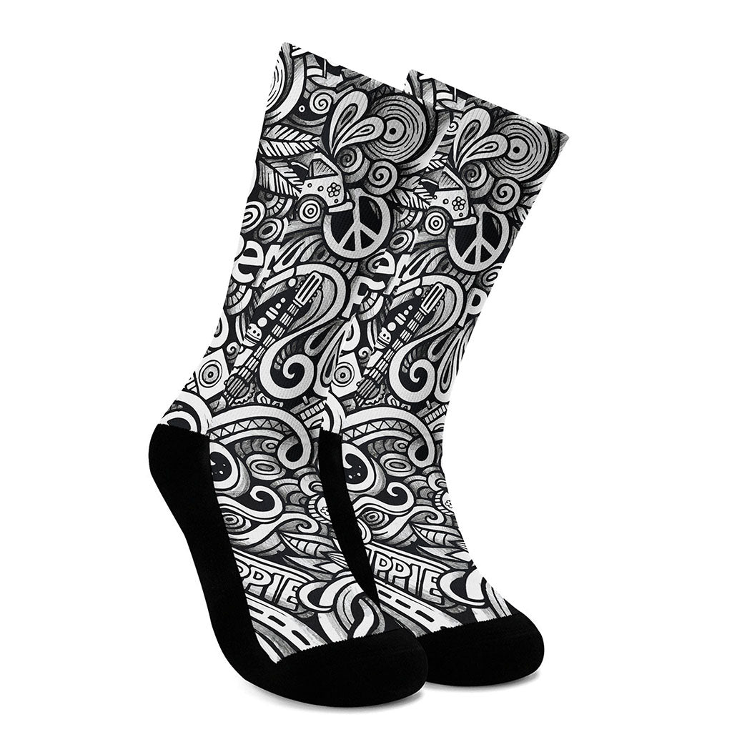 Graffiti Surfing Pattern Print Crew Socks