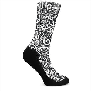 Graffiti Surfing Pattern Print Crew Socks