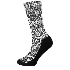 Graffiti Surfing Pattern Print Crew Socks