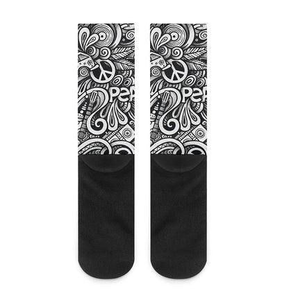 Graffiti Surfing Pattern Print Crew Socks