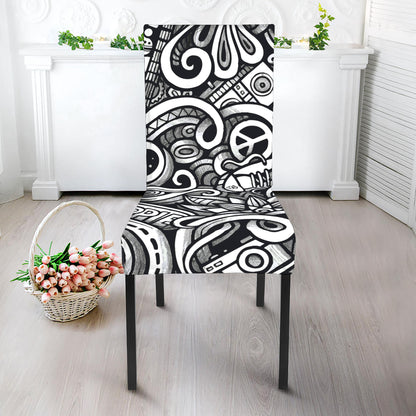 Graffiti Surfing Pattern Print Dining Chair Slipcover