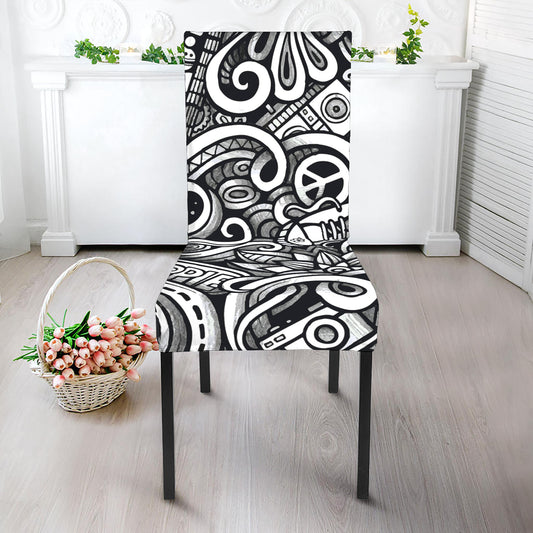 Graffiti Surfing Pattern Print Dining Chair Slipcover