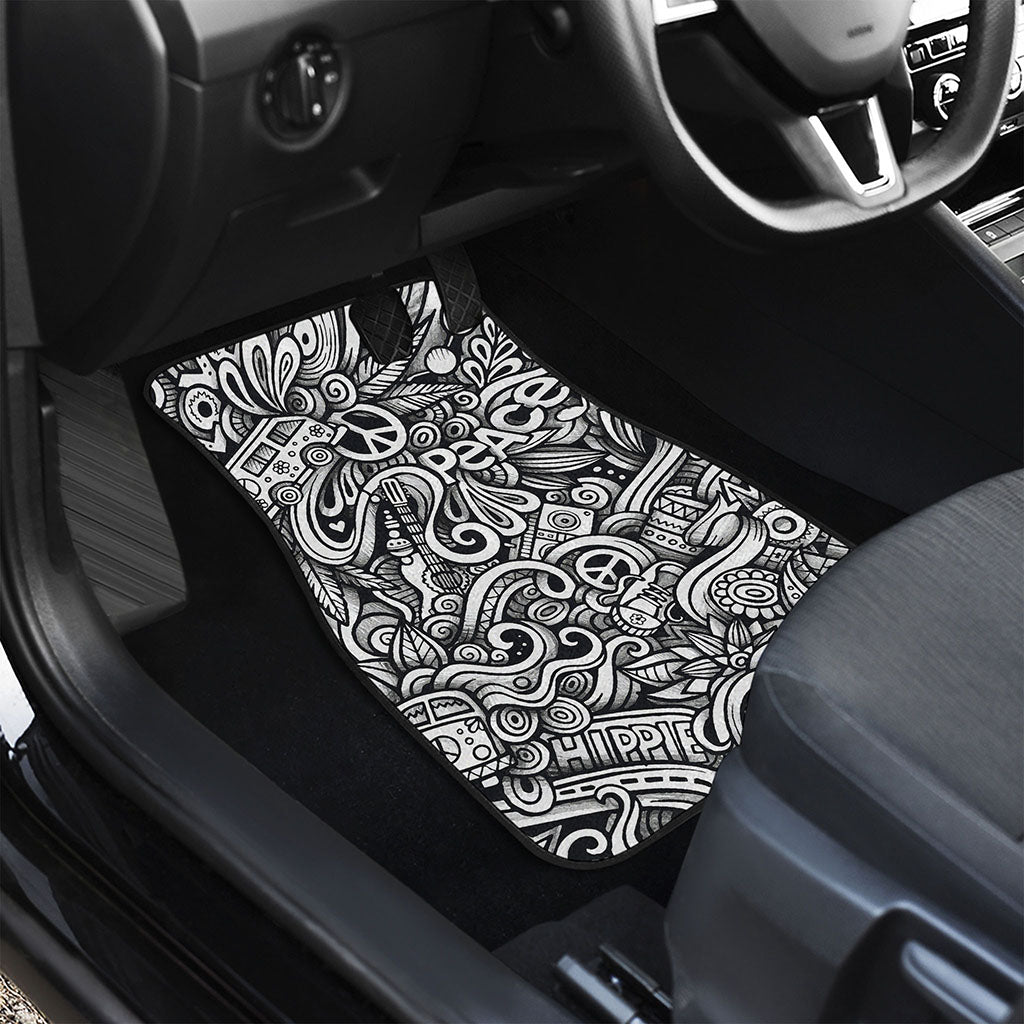 Graffiti Surfing Pattern Print Front and Back Car Floor Mats