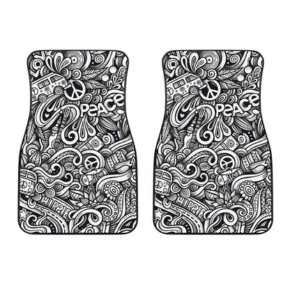 Graffiti Surfing Pattern Print Front Car Floor Mats