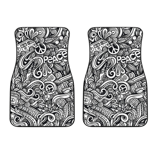 Graffiti Surfing Pattern Print Front Car Floor Mats