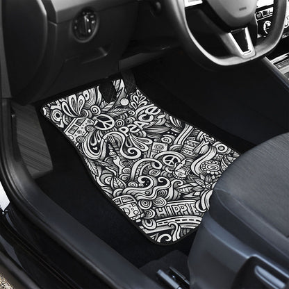 Graffiti Surfing Pattern Print Front Car Floor Mats