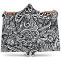 Graffiti Surfing Pattern Print Hooded Blanket