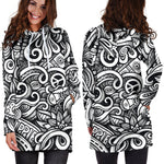 Graffiti Surfing Pattern Print Hoodie Dress GearFrost