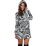 Graffiti Surfing Pattern Print Hoodie Dress GearFrost