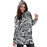 Graffiti Surfing Pattern Print Hoodie Dress GearFrost