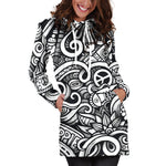 Graffiti Surfing Pattern Print Hoodie Dress GearFrost