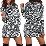 Graffiti Surfing Pattern Print Hoodie Dress GearFrost