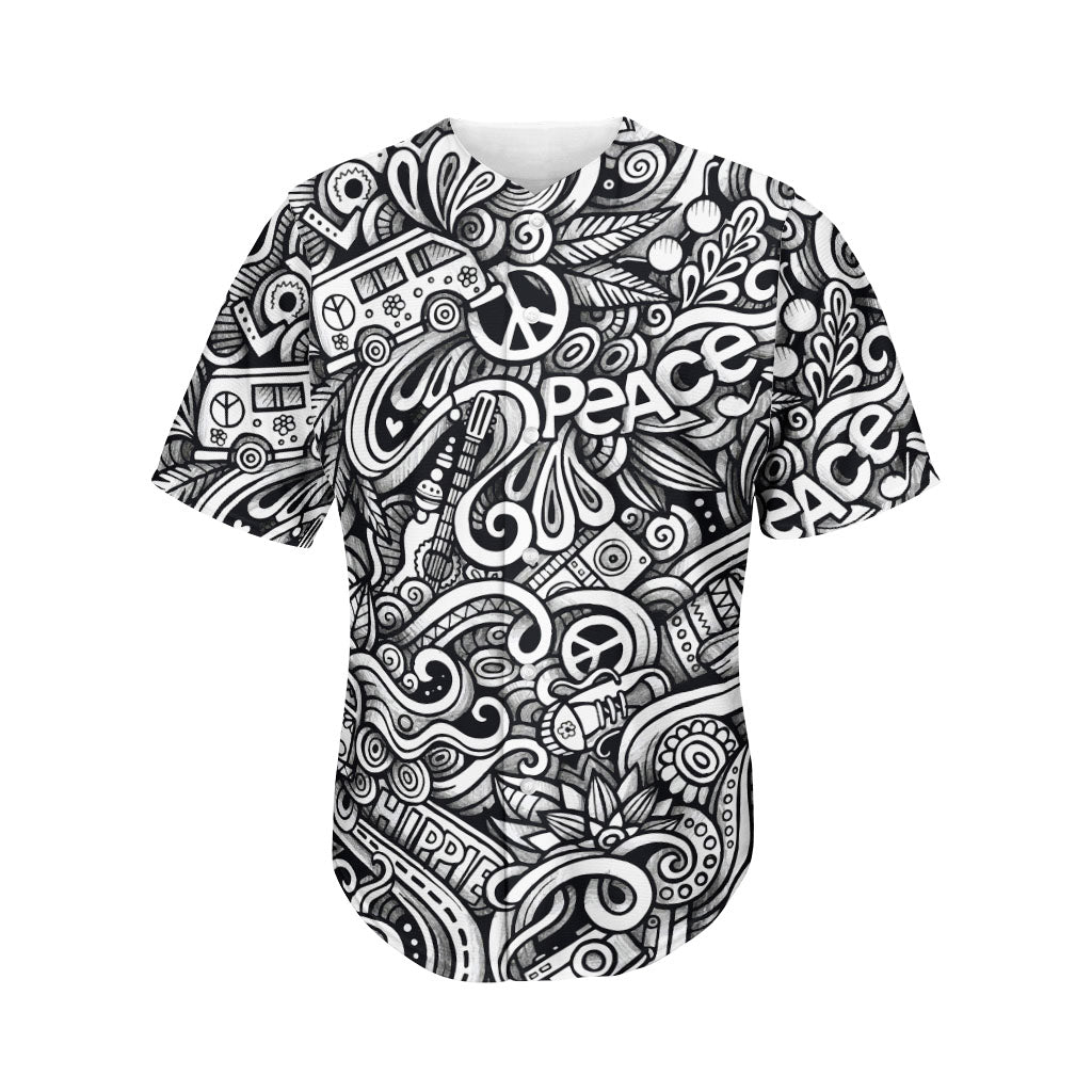 Graffiti Surfing Pattern Print Men's Baseball Jersey
