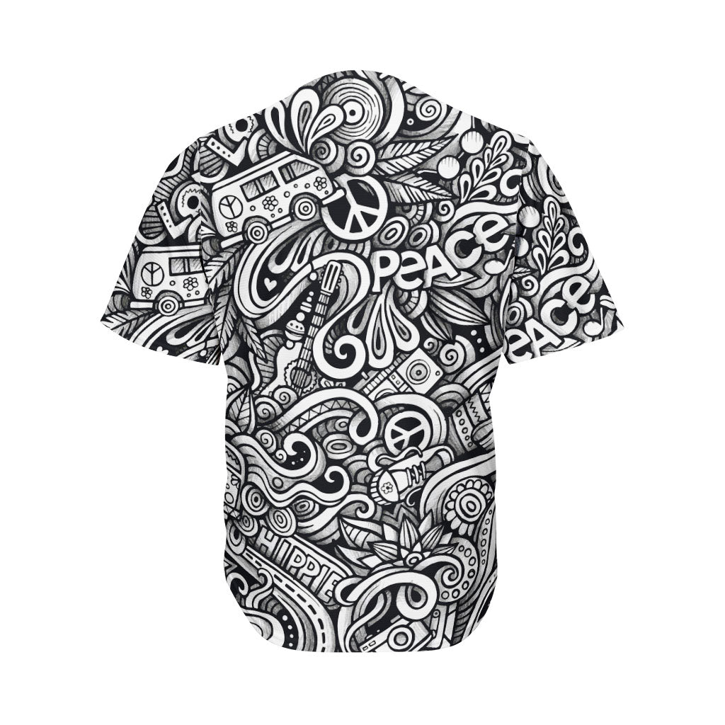Graffiti Surfing Pattern Print Men's Baseball Jersey