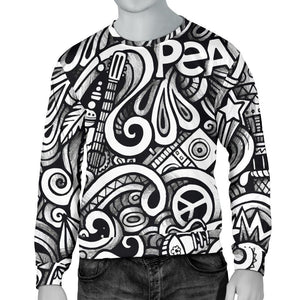 Graffiti Surfing Pattern Print Men's Crewneck Sweatshirt GearFrost