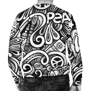 Graffiti Surfing Pattern Print Men's Crewneck Sweatshirt GearFrost