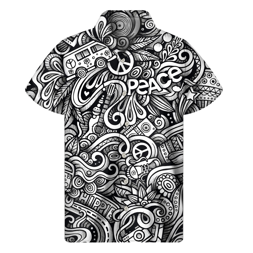 Graffiti Surfing Pattern Print Men's Short Sleeve Shirt