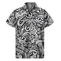 Graffiti Surfing Pattern Print Men's Short Sleeve Shirt