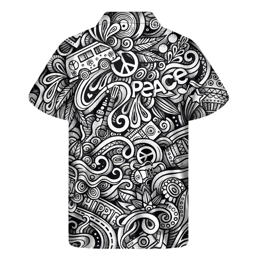 Graffiti Surfing Pattern Print Men's Short Sleeve Shirt
