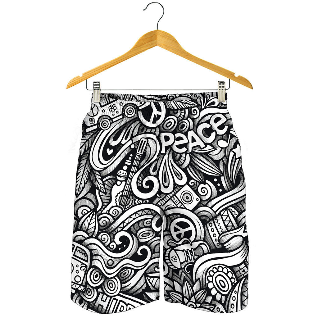 Graffiti Surfing Pattern Print Men's Shorts